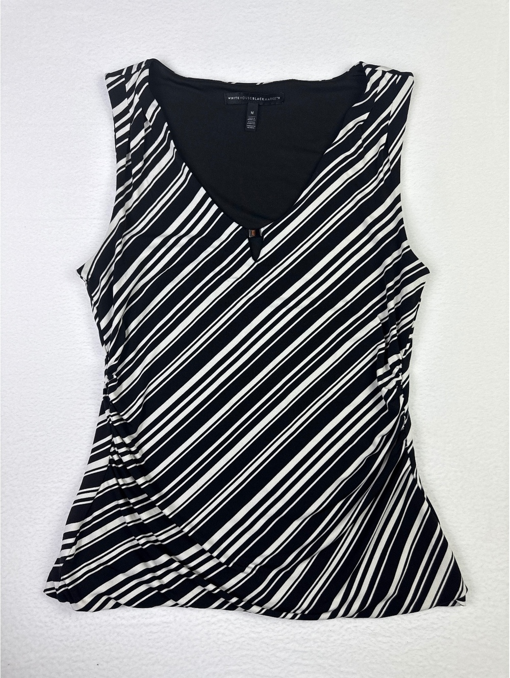 White House Black Market Sleeveless Black and White Striped Top Size Medium